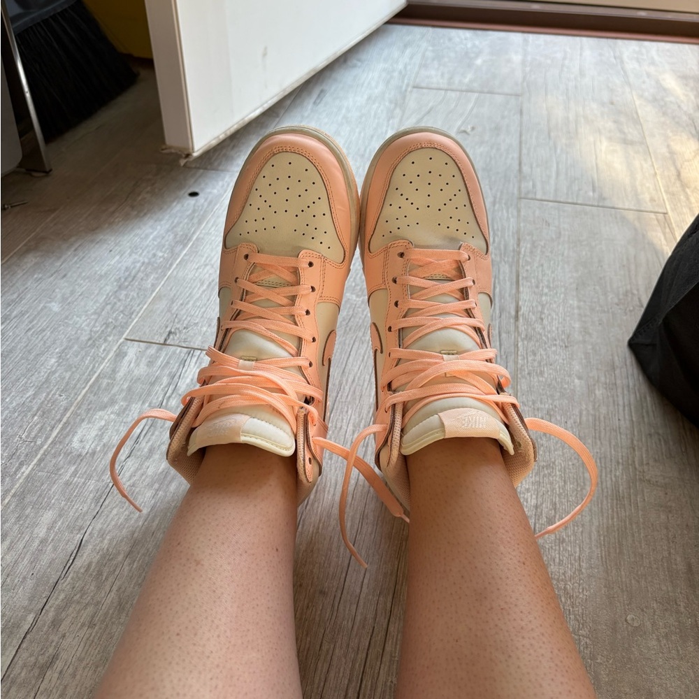 Nike Women's Hi Top Sneakers in Cream and Peach